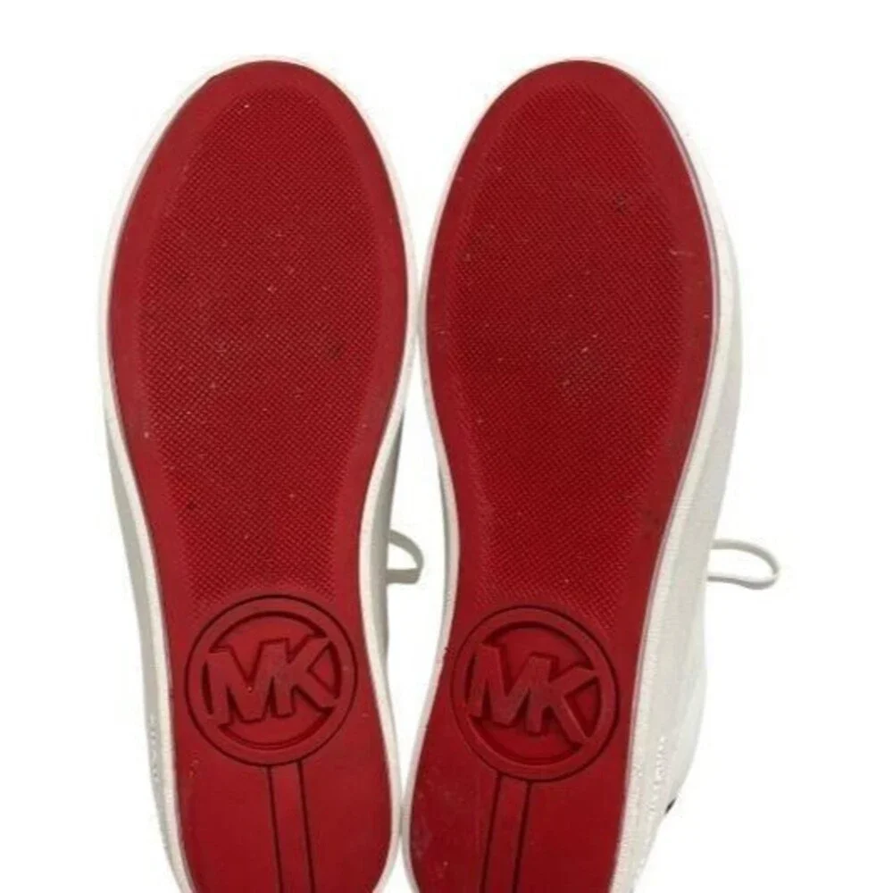 Michael Kors Poppy Lace Up Rainbow Sneakers White Pride Leather Size 7.5M